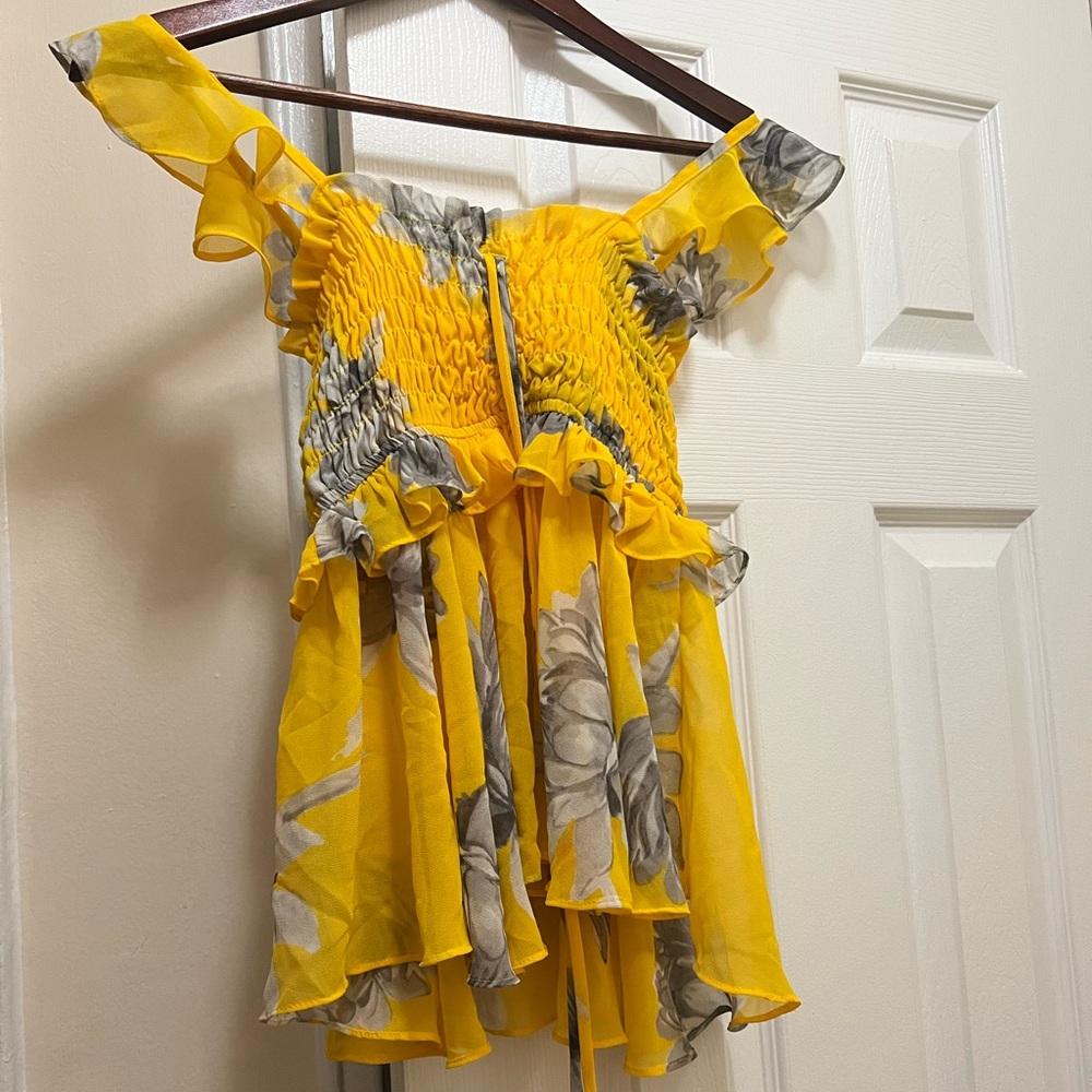 Anthropologie yellow floral top